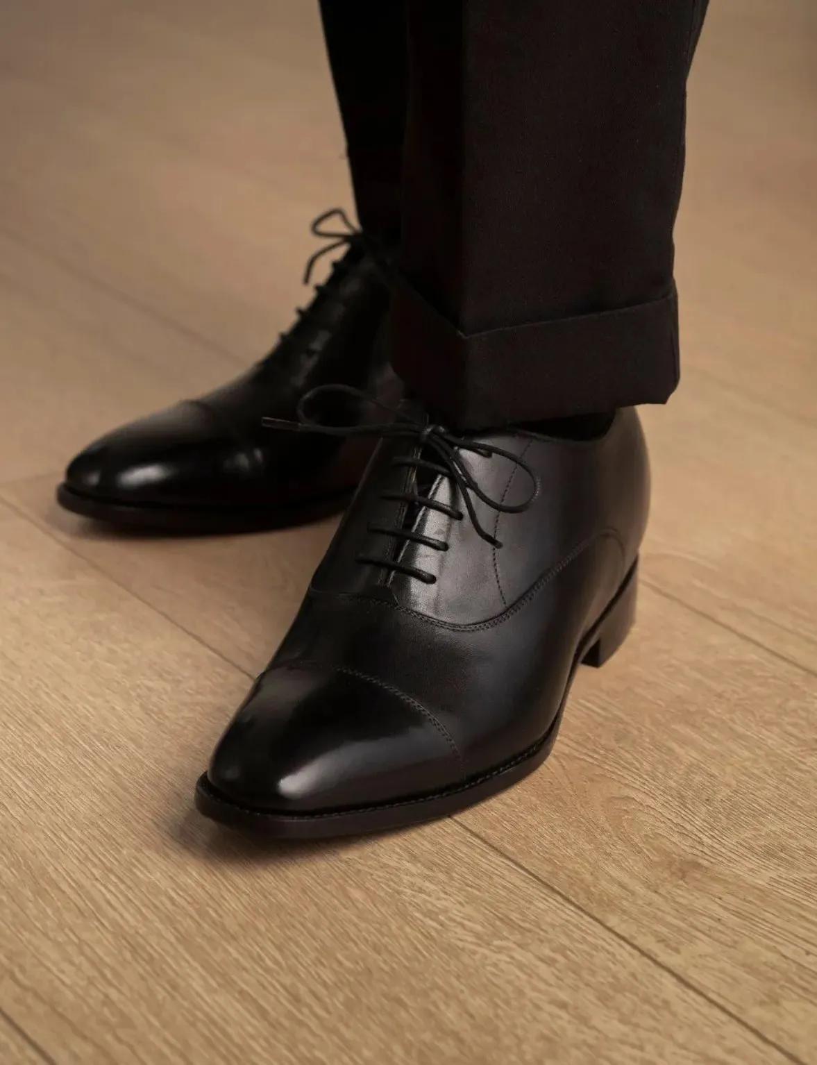 Premium Black Leather Oxford Dress Shoes